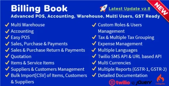 Billing Book v3.0 – Advanced POS, Inventory, Accounting, Warehouse, Multi Users, GST Ready